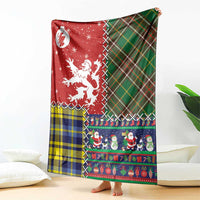 Scottish Christmas Blanket Scotland Lion and Xmas Elements Patch Style - Wonder Print Shop