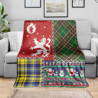 Scottish Christmas Blanket Scotland Lion and Xmas Elements Patch Style - Wonder Print Shop