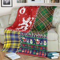Scottish Christmas Blanket Scotland Lion and Xmas Elements Patch Style - Wonder Print Shop