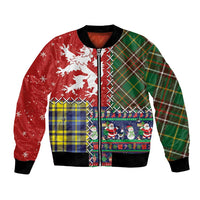 Scottish Christmas Bomber Jacket Scotland Lion and Xmas Elements Patch Style - Wonder Print Shop