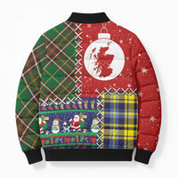Scottish Christmas Bomber Puffer Jacket Scotland Lion and Xmas Elements Patch Style - Wonder Print Shop