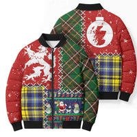 Scottish Christmas Bomber Puffer Jacket Scotland Lion and Xmas Elements Patch Style - Wonder Print Shop