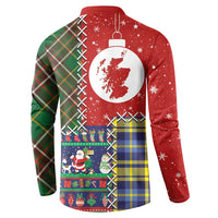 Scottish Christmas Button Sweatshirt Scotland Lion and Xmas Elements Patch Style - Wonder Print Shop