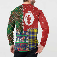 Scottish Christmas Button Sweatshirt Scotland Lion and Xmas Elements Patch Style - Wonder Print Shop