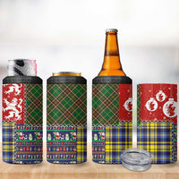 Scottish Christmas 4 in 1 Can Cooler Tumbler Scotland Lion and Xmas Elements Patch Style - Wonder Print Shop