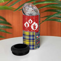Scottish Christmas 4 in 1 Can Cooler Tumbler Scotland Lion and Xmas Elements Patch Style - Wonder Print Shop