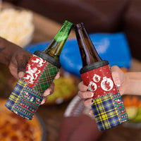 Scottish Christmas 4 in 1 Can Cooler Tumbler Scotland Lion and Xmas Elements Patch Style - Wonder Print Shop