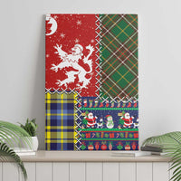 Scottish Christmas Canvas Wall Art Scotland Lion and Xmas Elements Patch Style - Wonder Print Shop
