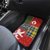 Scottish Christmas Car Mats Scotland Lion and Xmas Elements Patch Style - Wonder Print Shop
