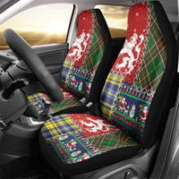 Scottish Christmas Car Seat Cover Scotland Lion and Xmas Elements Patch Style - Wonder Print Shop