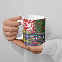 Scottish Christmas Ceramic Mug Scotland Lion and Xmas Elements Patch Style - Wonder Print Shop