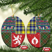 Scottish Christmas Ceramic Ornament Scotland Lion and Xmas Elements Patch Style - Wonder Print Shop