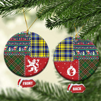 Scottish Christmas Ceramic Ornament Scotland Lion and Xmas Elements Patch Style - Wonder Print Shop