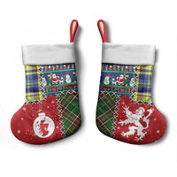 Scottish Christmas Stocking Scotland Lion and Xmas Elements Patch Style - Wonder Print Shop