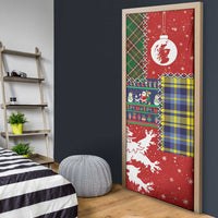 Scottish Christmas Door Cover Scotland Lion and Xmas Elements Patch Style - Wonder Print Shop