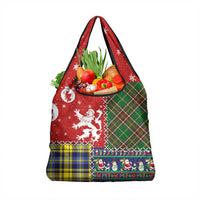 Scottish Christmas Grocery Bag Scotland Lion and Xmas Elements Patch Style - Wonder Print Shop