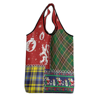 Scottish Christmas Grocery Bag Scotland Lion and Xmas Elements Patch Style - Wonder Print Shop