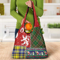 Scottish Christmas Grocery Bag Scotland Lion and Xmas Elements Patch Style - Wonder Print Shop
