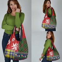Scottish Christmas Grocery Bag Scotland Lion and Xmas Elements Patch Style - Wonder Print Shop