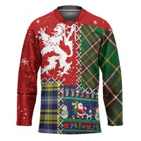 Scottish Christmas Hockey Jersey Scotland Lion and Xmas Elements Patch Style - Wonder Print Shop