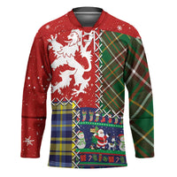 Scottish Christmas Hockey Jersey Scotland Lion and Xmas Elements Patch Style - Wonder Print Shop