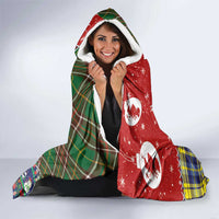 Scottish Christmas Hooded Blanket Scotland Lion and Xmas Elements Patch Style - Wonder Print Shop