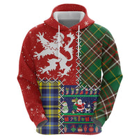 Scottish Christmas Hoodie Scotland Lion and Xmas Elements Patch Style - Wonder Print Shop