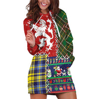 Scottish Christmas Hoodie Dress Scotland Lion and Xmas Elements Patch Style - Wonder Print Shop