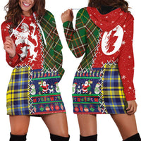 Scottish Christmas Hoodie Dress Scotland Lion and Xmas Elements Patch Style - Wonder Print Shop