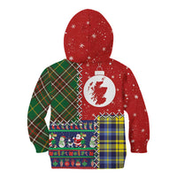 Scottish Christmas Kid Hoodie Scotland Lion and Xmas Elements Patch Style - Wonder Print Shop
