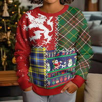 Scottish Christmas Kid Ugly Christmas Sweater Scotland Lion and Xmas Elements Patch Style - Wonder Print Shop