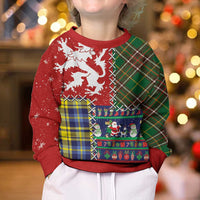 Scottish Christmas Kid Ugly Christmas Sweater Scotland Lion and Xmas Elements Patch Style - Wonder Print Shop