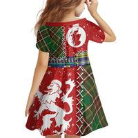 Scottish Christmas Kid Short Sleeve Dress Scotland Lion and Xmas Elements Patch Style - Wonder Print Shop