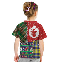 Scottish Christmas Kid T Shirt Scotland Lion and Xmas Elements Patch Style - Wonder Print Shop
