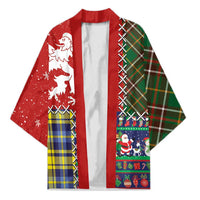 Scottish Christmas Kimono Scotland Lion and Xmas Elements Patch Style - Wonder Print Shop