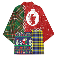 Scottish Christmas Kimono Scotland Lion and Xmas Elements Patch Style - Wonder Print Shop