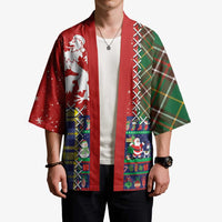 Scottish Christmas Kimono Scotland Lion and Xmas Elements Patch Style - Wonder Print Shop
