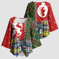 Scottish Christmas Kimono Sleeve Blouse Scotland Lion and Xmas Elements Patch Style - Wonder Print Shop