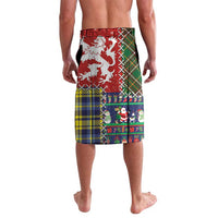 Scottish Christmas Lavalava Scotland Lion and Xmas Elements Patch Style - Wonder Print Shop