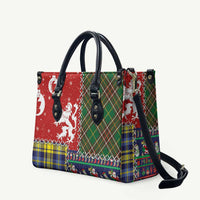 Scottish Christmas Leather Bag Scotland Lion and Xmas Elements Patch Style - Wonder Print Shop