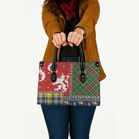 Scottish Christmas Leather Bag Scotland Lion and Xmas Elements Patch Style - Wonder Print Shop