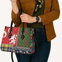 Scottish Christmas Leather Bag Scotland Lion and Xmas Elements Patch Style - Wonder Print Shop