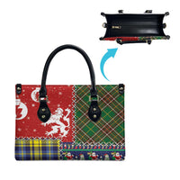Scottish Christmas Leather Bag Scotland Lion and Xmas Elements Patch Style - Wonder Print Shop