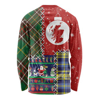 Scottish Christmas Long Sleeve Shirt Scotland Lion and Xmas Elements Patch Style - Wonder Print Shop