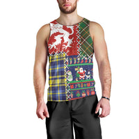 Scottish Christmas Men Tank Top Scotland Lion and Xmas Elements Patch Style - Wonder Print Shop