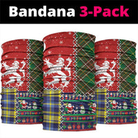 Scottish Christmas Neck Gaiter Scotland Lion and Xmas Elements Patch Style - Wonder Print Shop