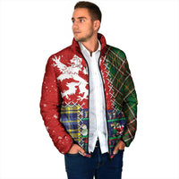 Scottish Christmas Padded Jacket Scotland Lion and Xmas Elements Patch Style - Wonder Print Shop