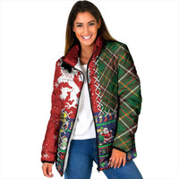 Scottish Christmas Padded Jacket Scotland Lion and Xmas Elements Patch Style - Wonder Print Shop
