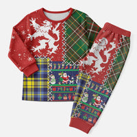 Scottish Christmas Pajama Set Scotland Lion and Xmas Elements Patch Style - Wonder Print Shop