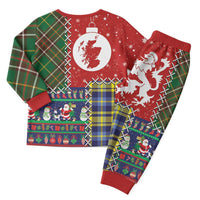 Scottish Christmas Pajama Set Scotland Lion and Xmas Elements Patch Style - Wonder Print Shop